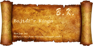 Bojtár Kinga névjegykártya
